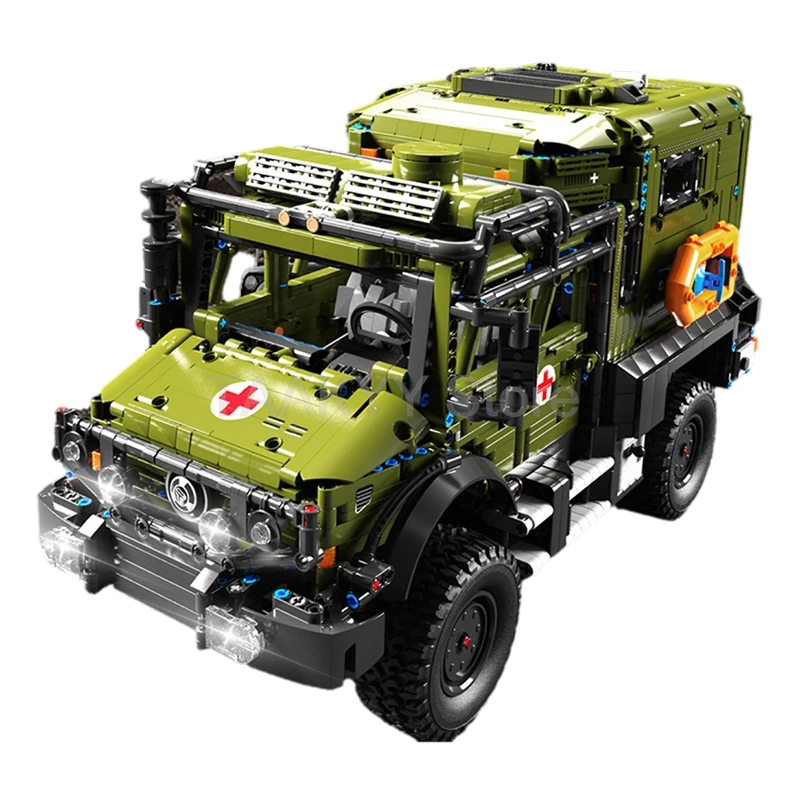 3850PCS Off Road Ambulance Building Blocks Technical Remote Control Rescue Vehicle Bricks Kids Assembly Truck Toys DIY Gifts