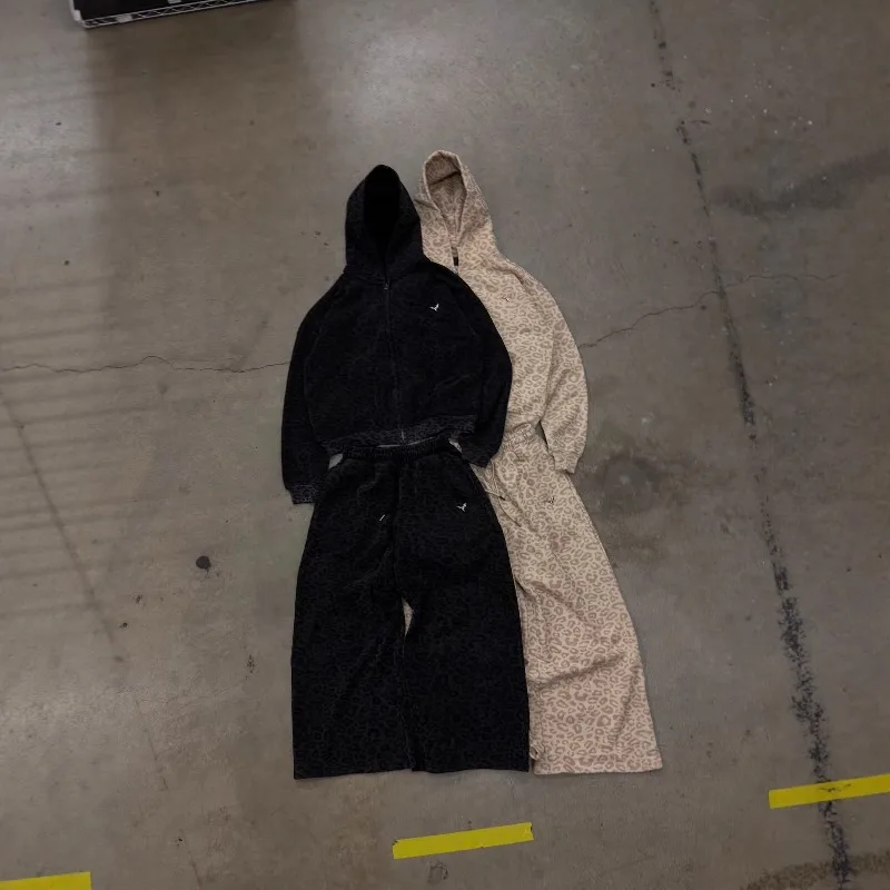 

Y2k Clothes 2026 Men's Vintage Distressed Ruins Style Print Tracksuit Зип Худи Pantalon Homme Calça Masculina Moletom Masculinos