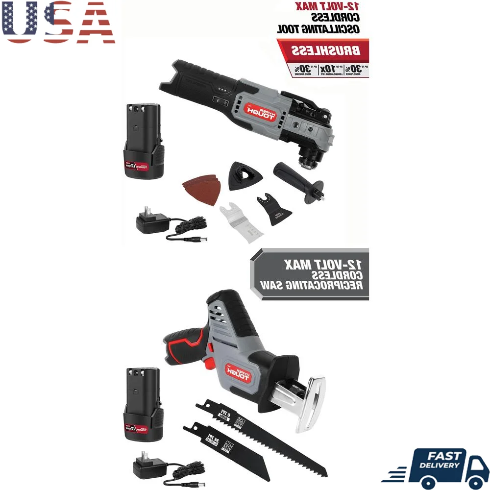 

12V Reciprocating Saw 1.5A Power Tool 20000 OPM 6 Speed Variable Trigger Tool-Free Blade Change LED Light Battery Included