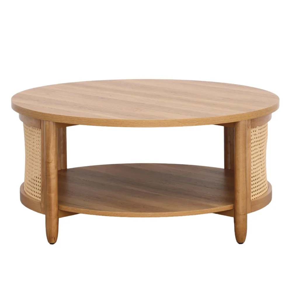 Springwood Caning Coffee Table,  solid wood accents,Light Honey Finish