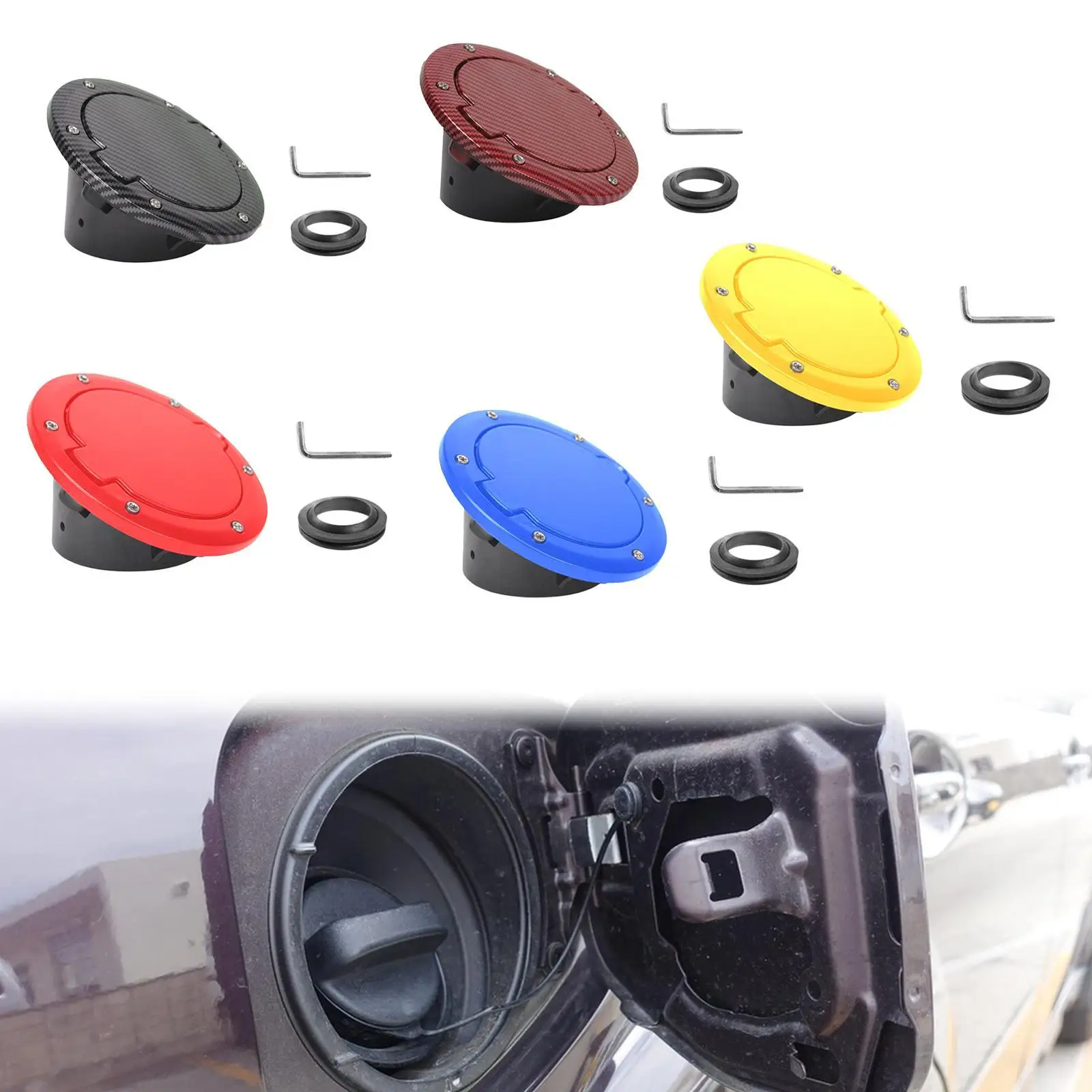 Professional Gas Cap Cover Metal Fuel Filler Door Replacement Compatible with Jeep Wrangler - view 6