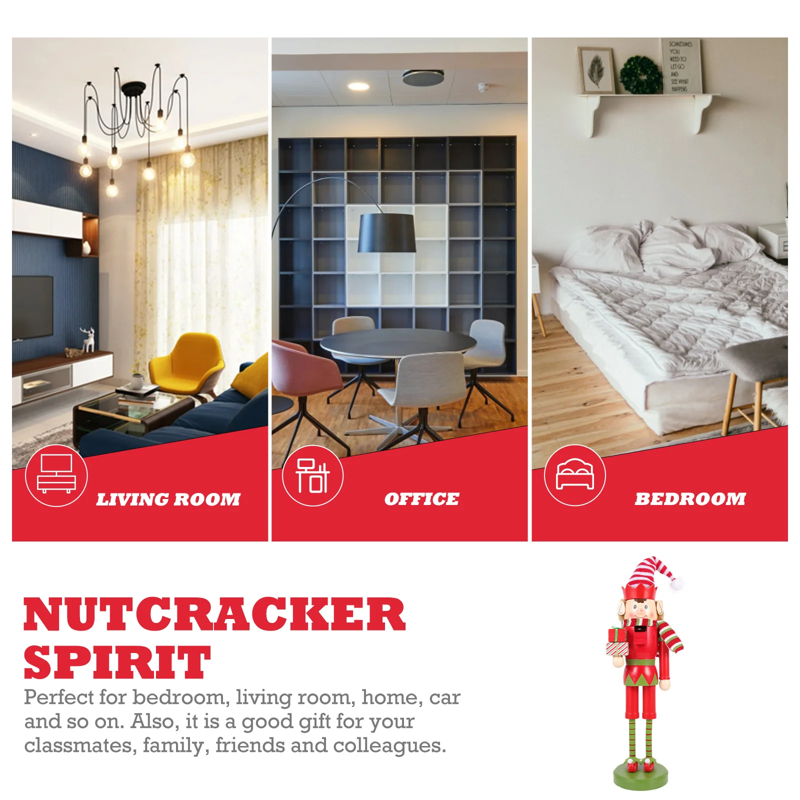 

Wooden Nutcracker Decor Christmas Craft Figure Desktop Ornament For Home Office Holiday Party Xmas Decoration Festival