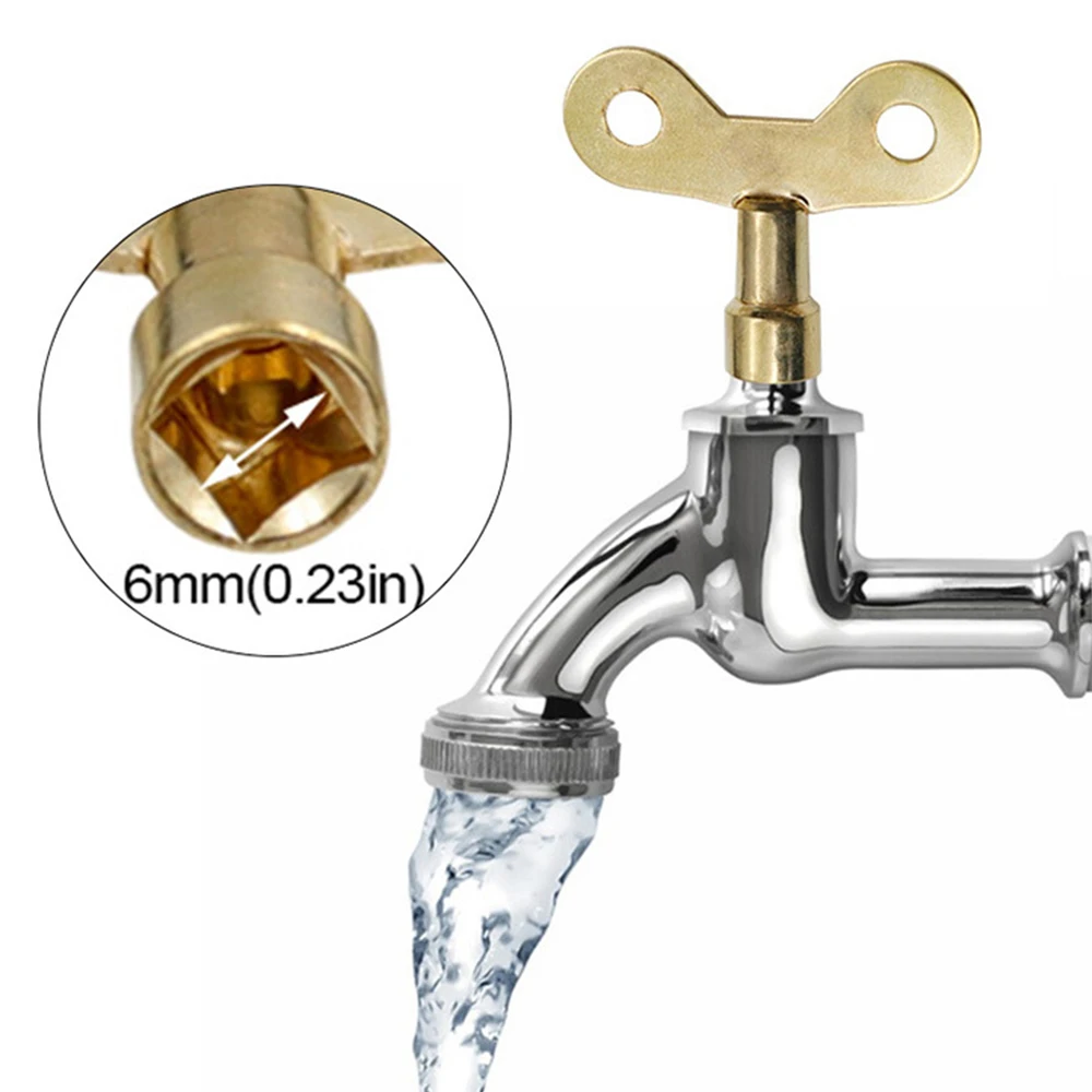 2pcs Faucet Key for 6mm Square Socket Spool Plumbing Hole Iron Wrench Radiator Water Valve Tap Bleeding Air Special Lock Switch