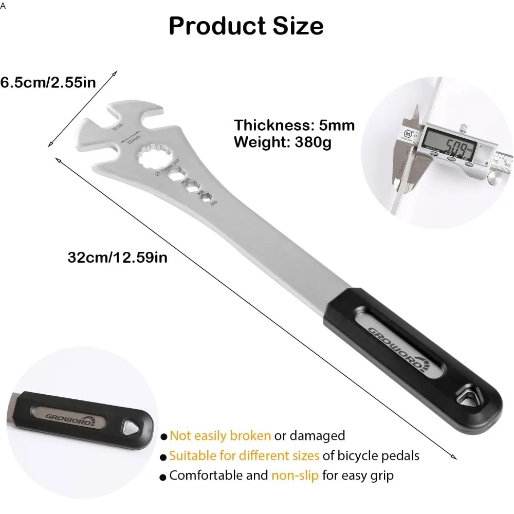 Extra Langer Fahrradpedal-Schlüssel 320mm Fahrradpedal-Entfernungswerkzeug Multifunktionaler 15mm 9/16 Zoll MTB Pedal-Abzieher – Detail 4