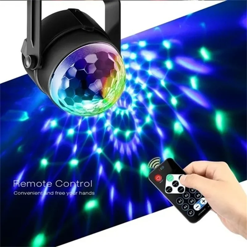 RGB Disco Ball Party Lights DJ Disco Light LED Projector Strobe Lamp Birthday Party Car Club Bar Karaoke Xmas Sound Activated