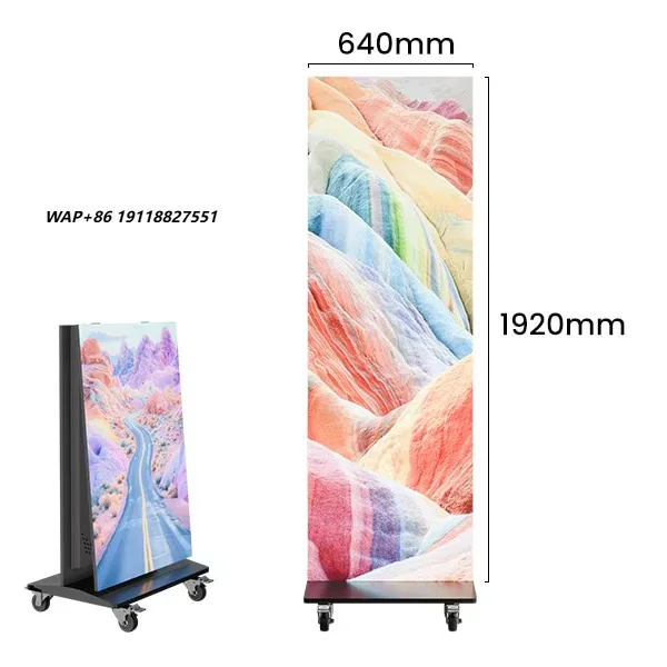 HD Indoor P2.5 Portable Mobile Advertising Machine Media Player Foldable LED Display Poster Digital Signage for Shopping Mall