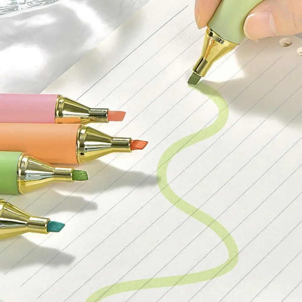 학생 아티스트용 속건성 하이라이터 펜 세트, 진동 하이라이터, 잉크 얼룩 방지 마커, 부드러운 치즐