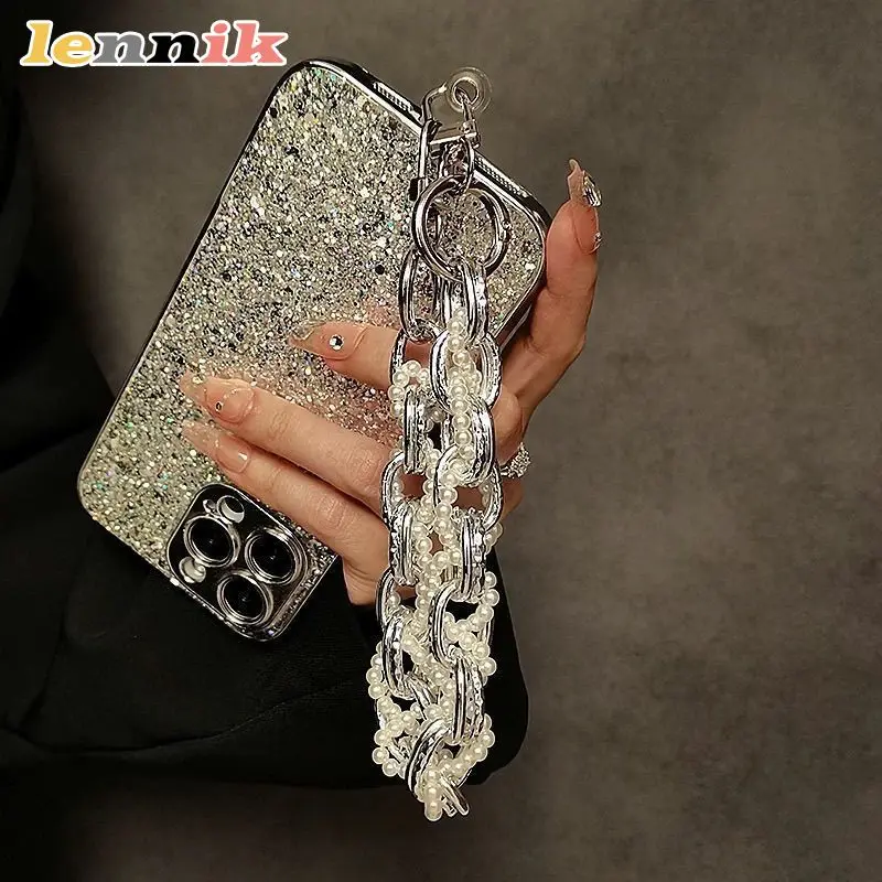 LENNIK Women's Pearl Handheld Chain, Ins Hot Selling Phone Lanyard,DIY Accessories,Trendy Internet Celebrity Mobile Phone Strap