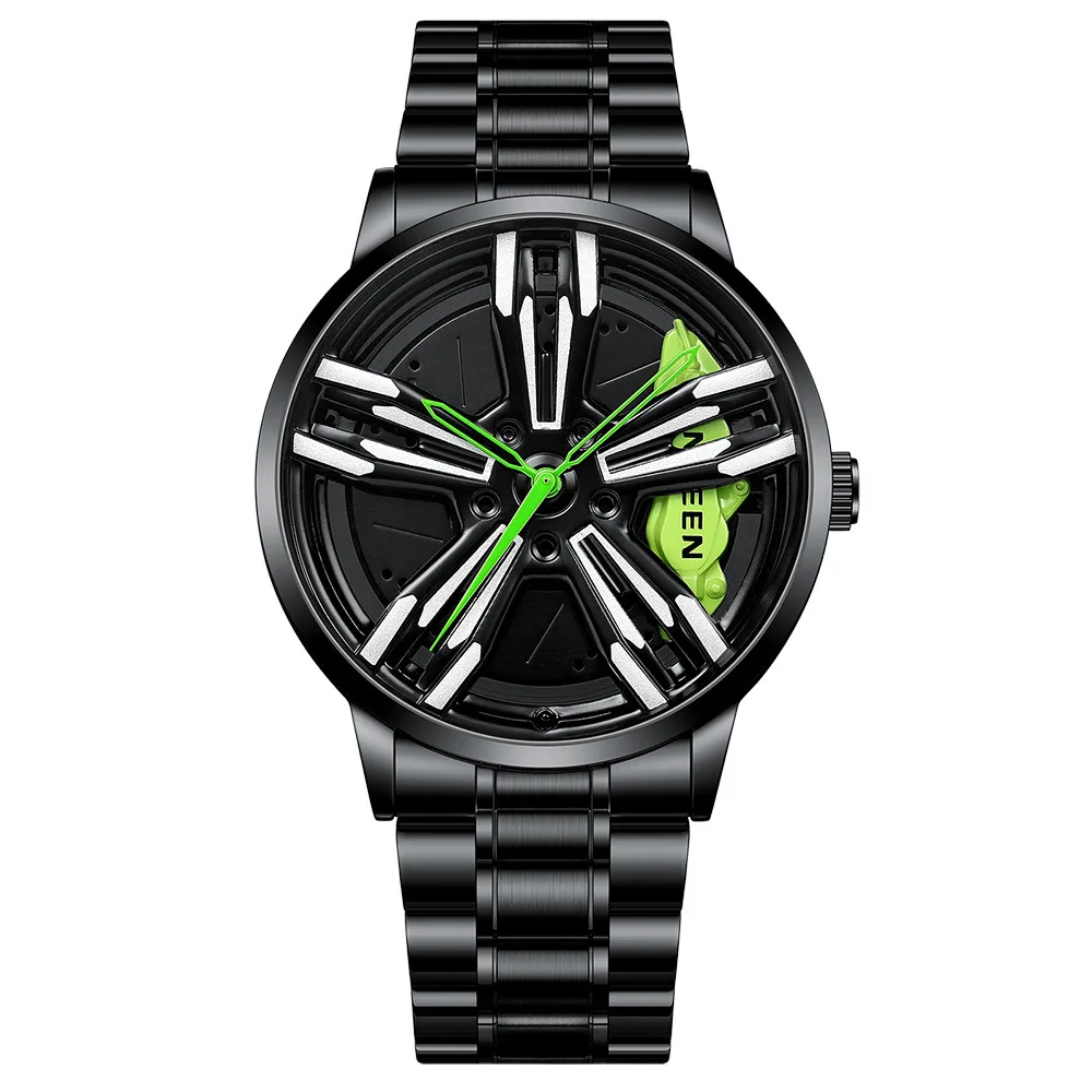 Motorcycle Watch Men\'s Rotating Wheel Three-Dimensional Hollow Car Modified Dial Waterproof Luminous Sports Men\'s Watch Relogio