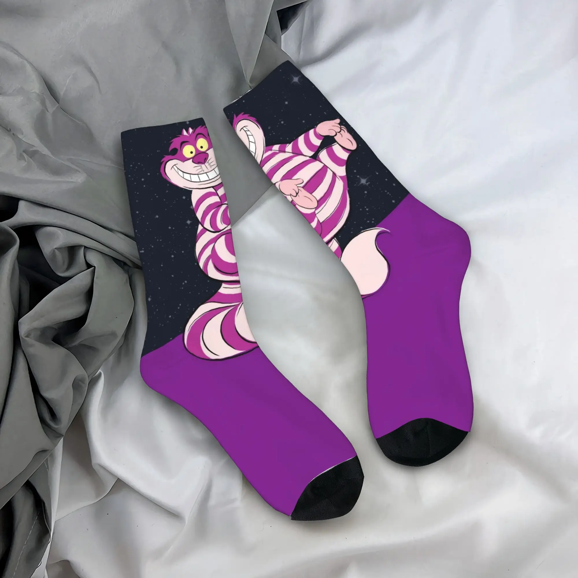 Alice in Wonderland Cheshire Cat Stockings Adults Men  Socks Medium Soft Korean Socks Spring Running Non-Slip Printed Socks Gift