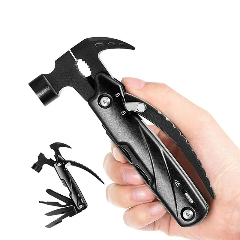 

12-in-1 Hammer Car Safety Outdoor Camping Adventure Home Repair Multi-purpose Combination Tool Mini Multi-function Claw Hammer