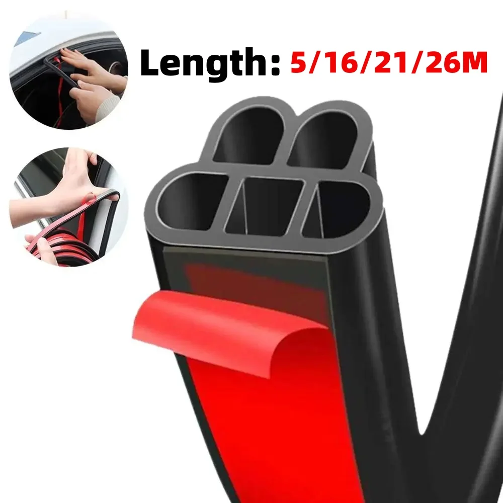 26M Car Waterproof Soundproof Sealstrip Double Layer Seal Strip for The Trunk Anti-collision Rubber Strips Auto Accessories