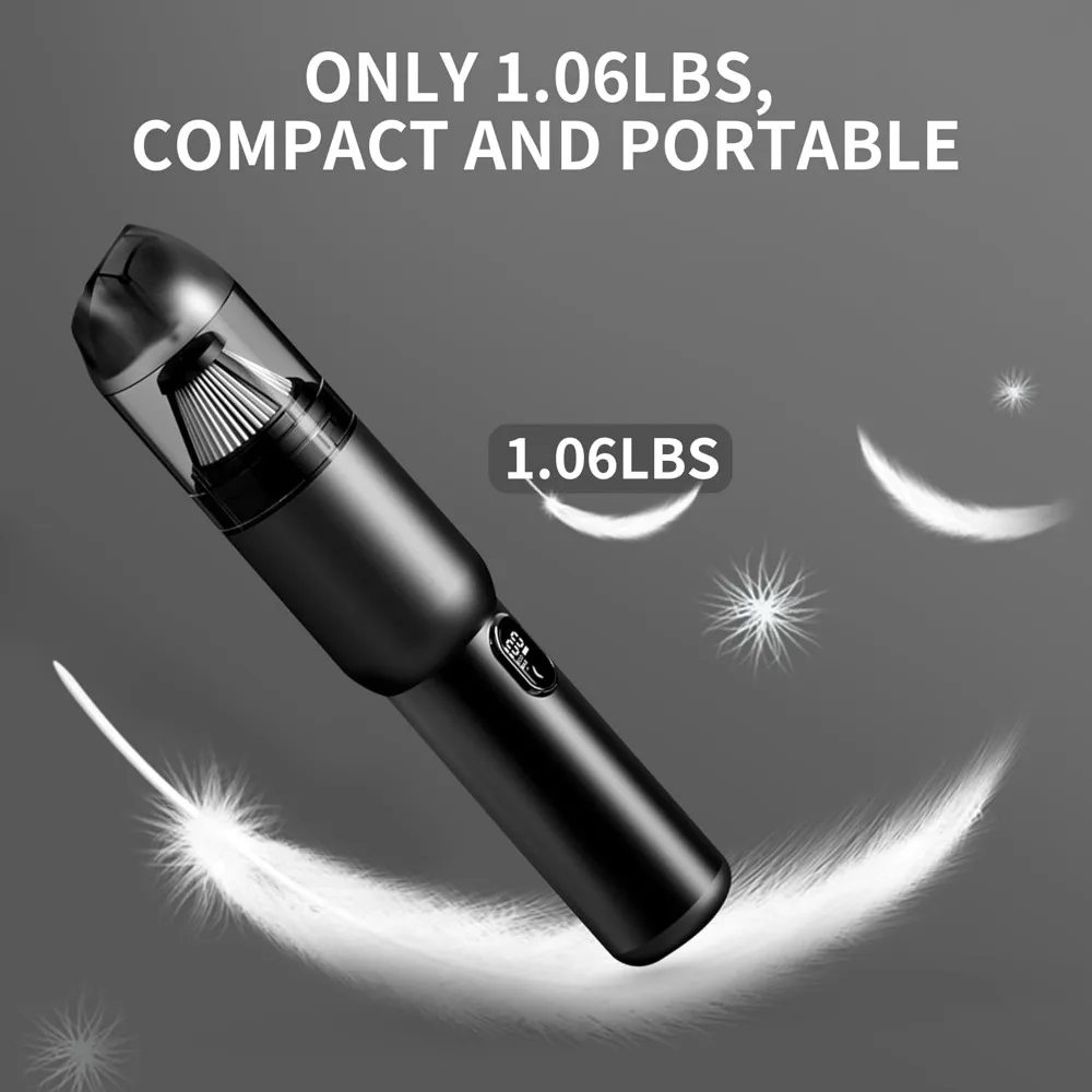 مكنسة كهربائية محمولة للسيارة، شفط قوي لاسلكي محمول بقوة 20 كيلو باسكال مع ضوء LED، منفاخ هواء 2 في 1، قابل لإعادة الشحن منخفض الضوضاء #3