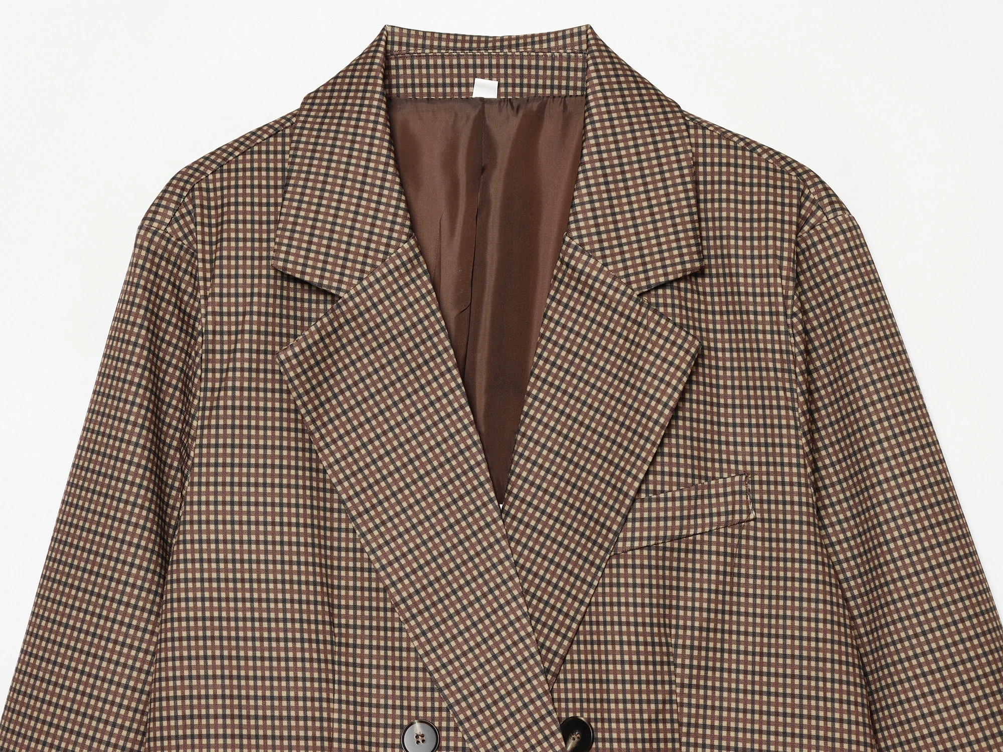 KONDALA Women Fall Classic Chic Plaid Blazer Elegant Commute Double-breasted Blazer New 2026 Autumn Trendy Vintage Casual Blazer