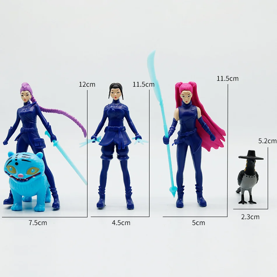NOWY ZESTAW 5 SZTUK Figurki Anime Kpop Demon Hunters K-Pop Demon Hunters Rumi Mira Zoey Tiger Figurka Zabawka Dekoracja Biurka Statuetki Ozdoby