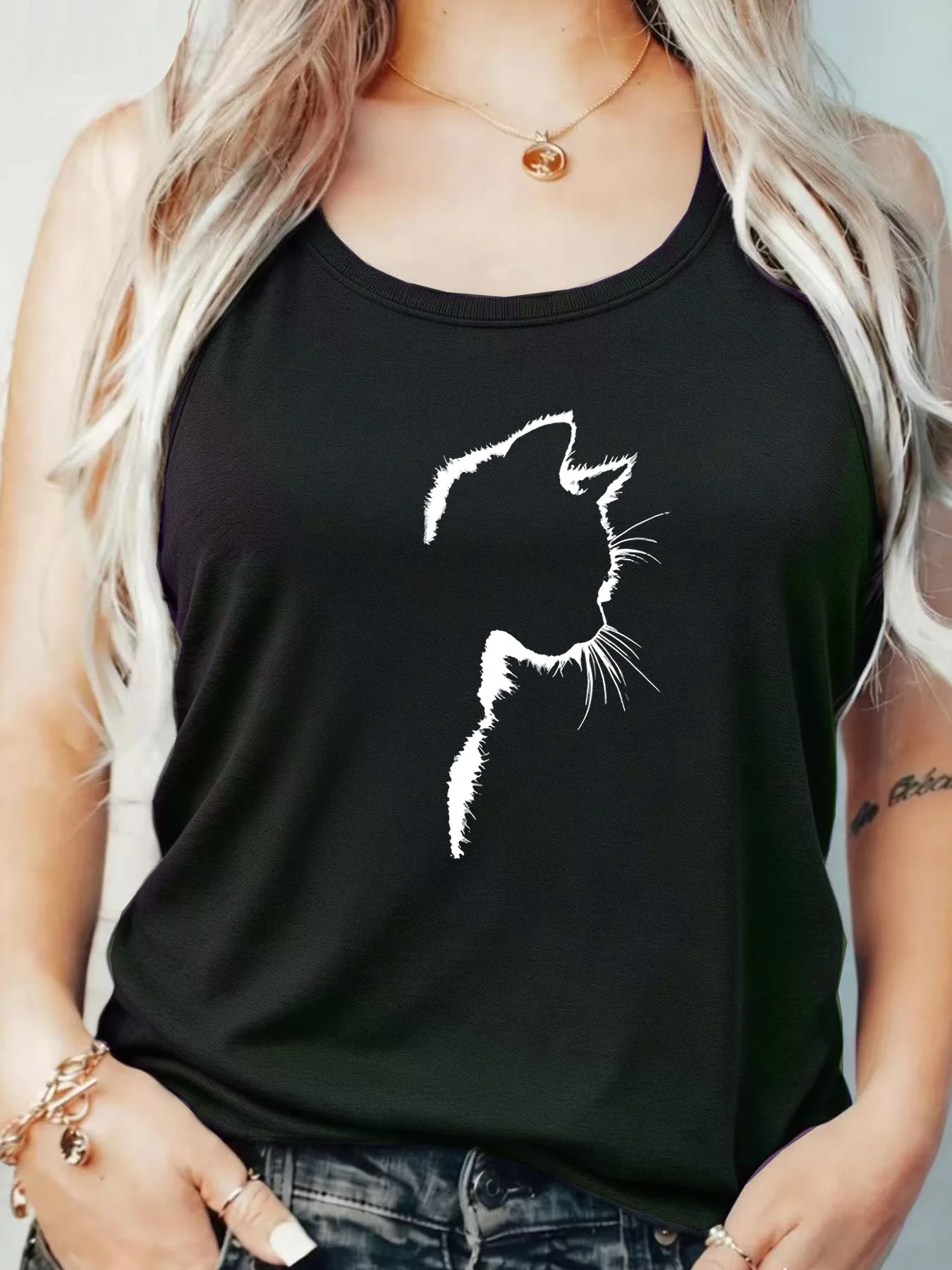 

Loose Fit Printed Pocket T-Shirt for Women with Ribbed Collar round Neck 1-8XL plus Size Comfortable Casual Vest