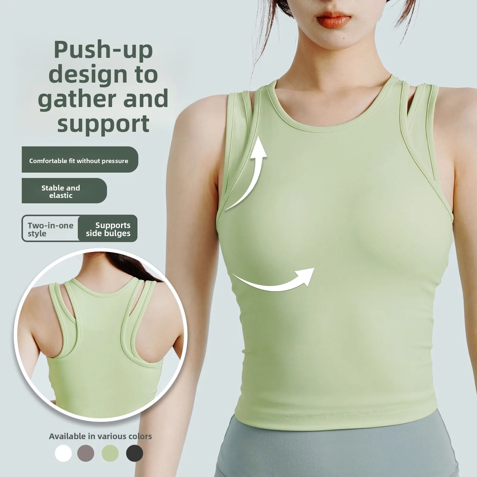 

Removable Padded Yoga Vest oproof Sports Bra Women's Fitn Clothing oulder Strap Outerwear Exercise Tank Top