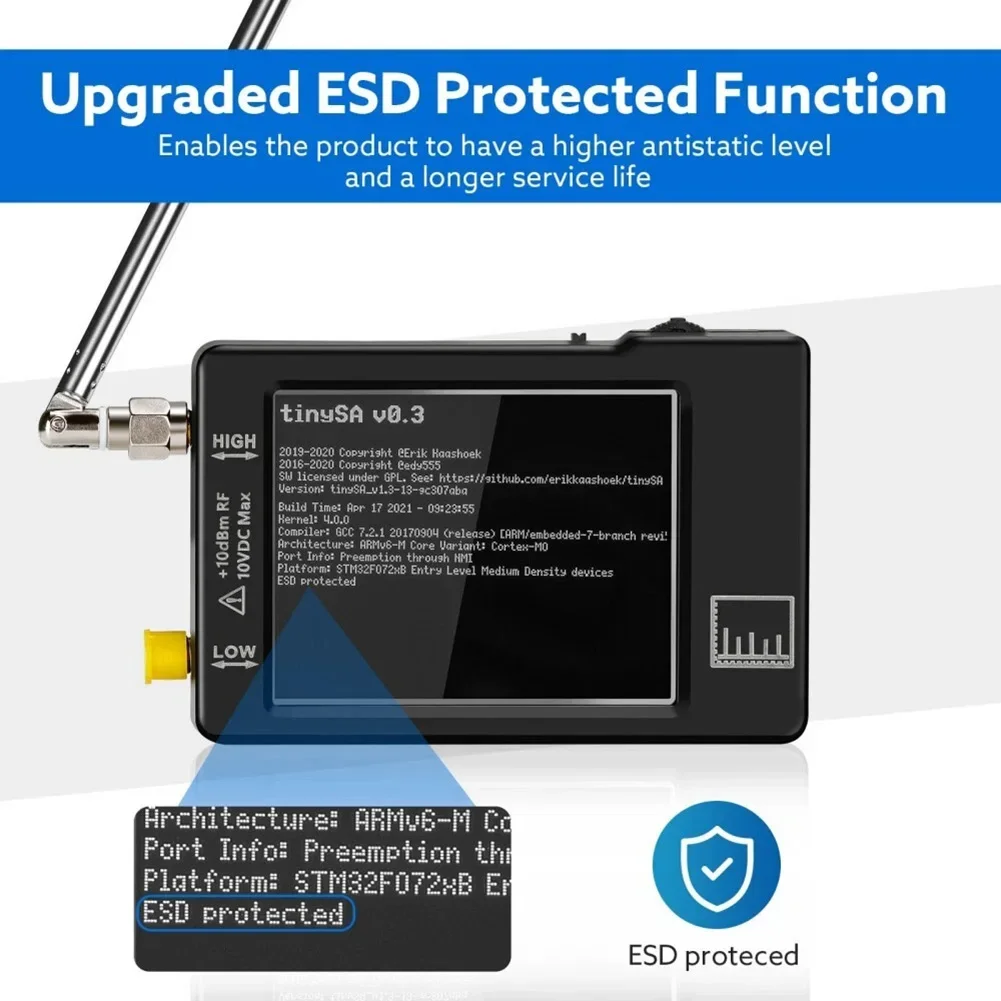 

Spectrum Analyzer 100kHz-960MHz Portable Frequency Analyzer With 20cm For SMA RG174 RF Cables Equipment Accessories