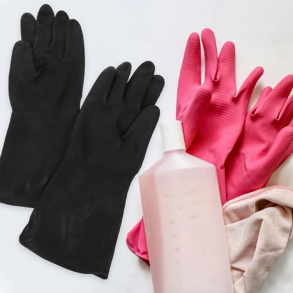 

Dishwashing Gloves Reusable Black Large 31cm Thick Kitchen Cleaning Gloves for Washing Dishes Bowl Home Daily Use