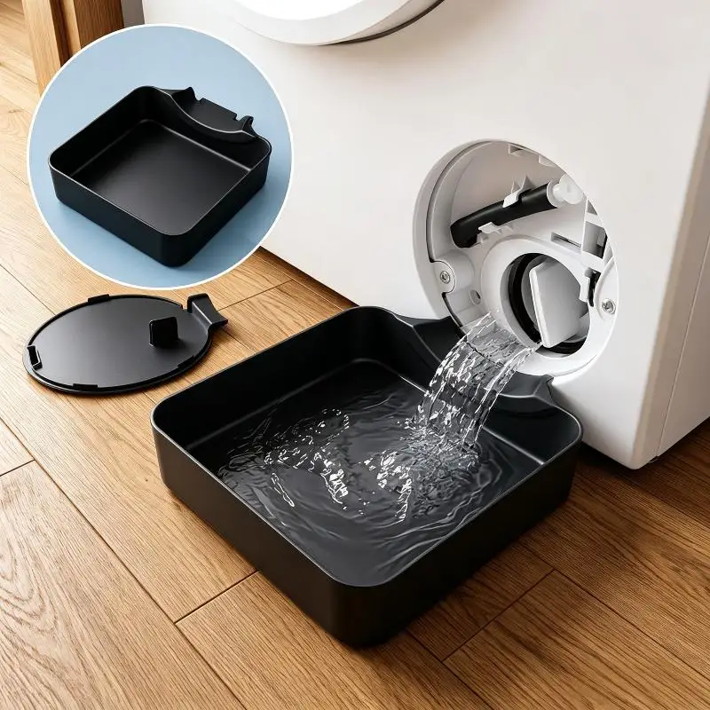 1Pcs Drum Washing Machine Drain Tray Black Leak Proof Water Catch Box Floor Protection Pan Household Laundry Water Leak Blocking