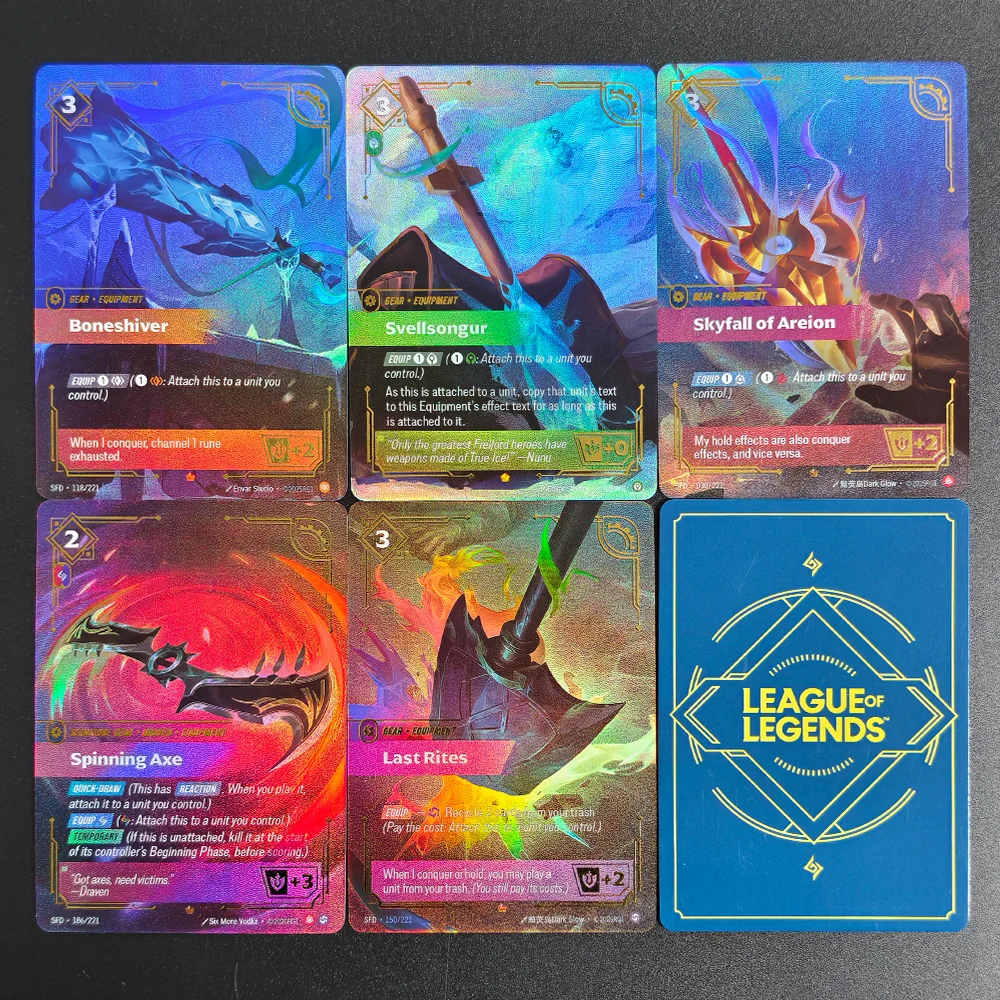 

Карта-аксессуар для DIY-игры в коллекционную карточную игру League of Legends: Spiritforged SFD Svellsongur Last Rites Skyfall Areion Spinning Axe Gear