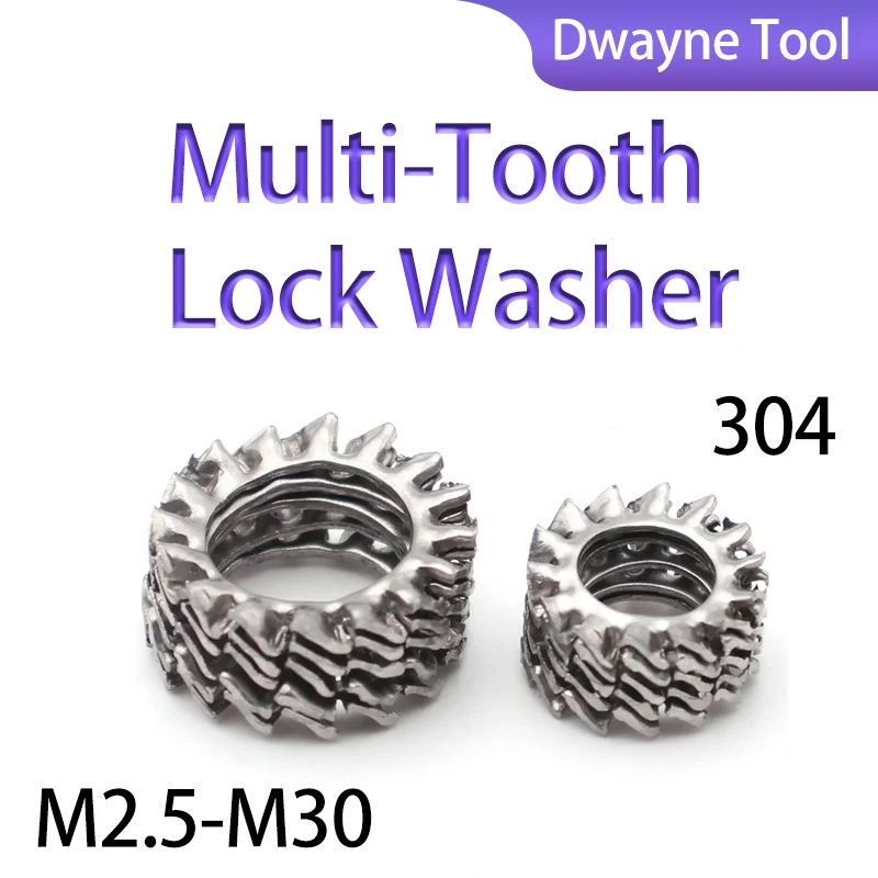 

304 Stainless Steel External Tooth Lock Washers M2.5-M30 - Anti-Loosening Multi-Tooth Design for Industrial Equipment