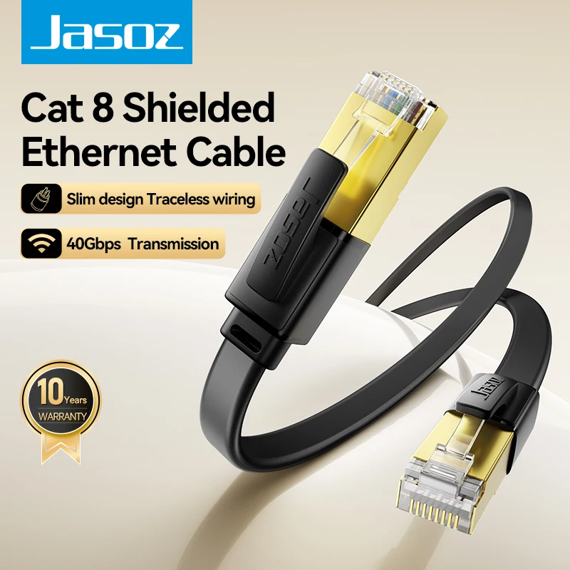 Jasoz Cat 8 Shielded Ethernet Cable RJ45 40Gbps High Speed Lan Cable for Wifi Router Computer Laptop TV Internet Patch Cable