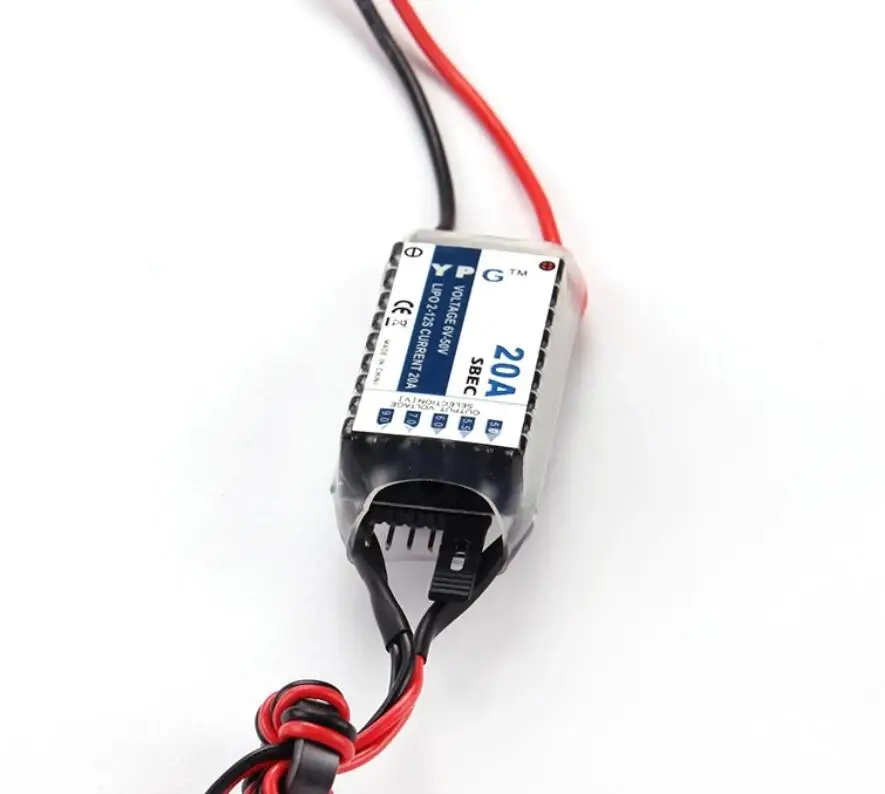 

YPG 20A HV SBEC 5 В/5,5 В/6 В/7 В/9 В BEC Для радиоуправляемого самолета-дрона Не требуется программирование Высоковольтный вход (2 ~ 12S липолия) hobbyking