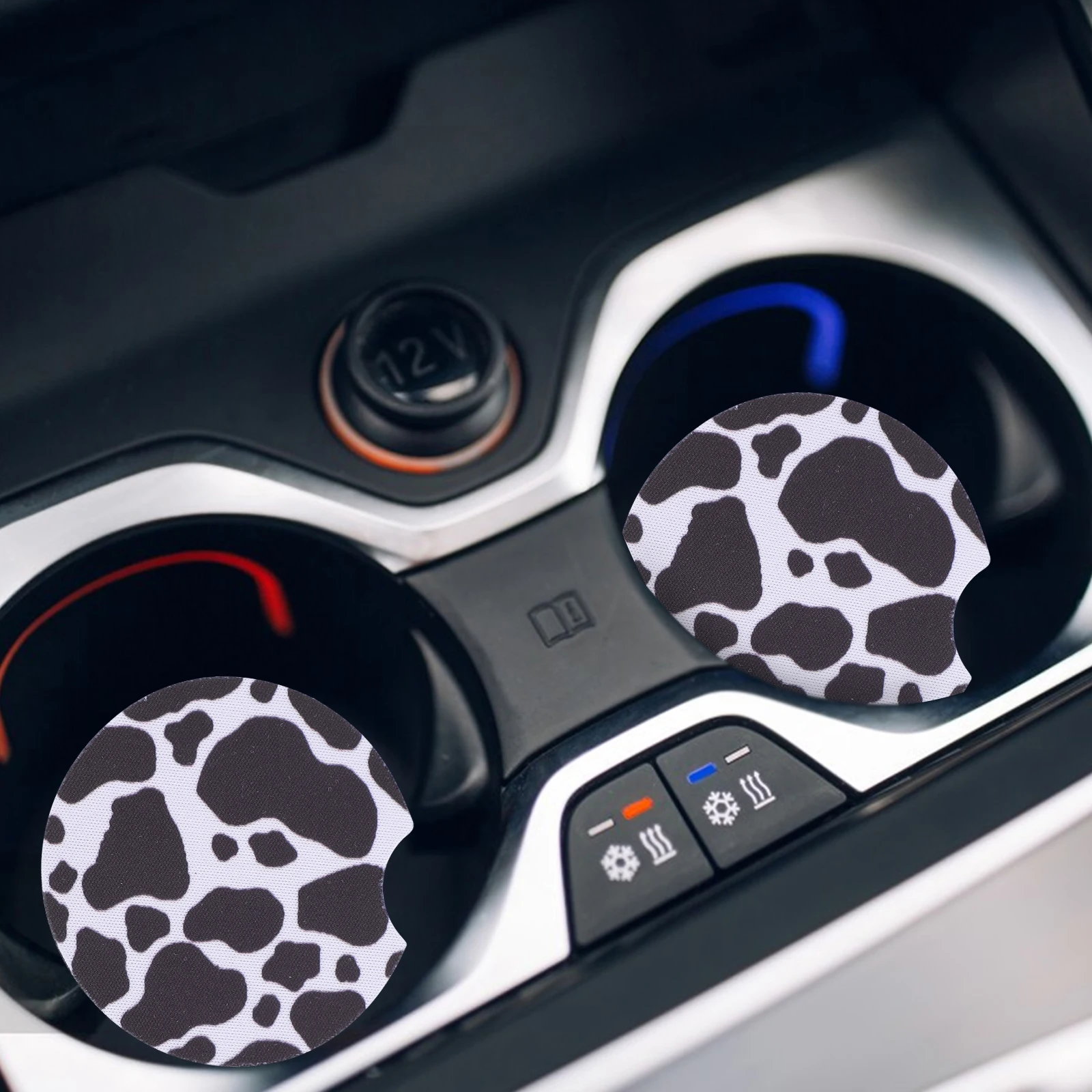 

1 Set Cow Print Steering Wheel Cover Coasters Car Interior Decoration Easy Install Durable Premium Material Non Slip Comfortable