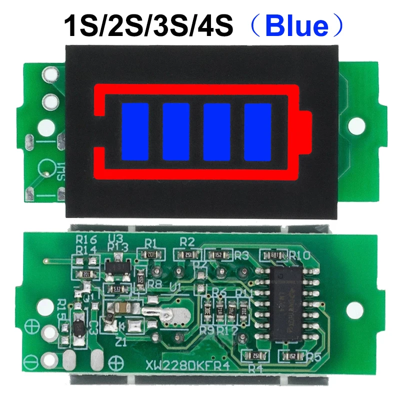 Módulo Indicador de Capacidad de Batería de Litio, 1-8S 1S/2S/3S/4S, Individual, 3,7V, Pantalla de 4,2V, Probador de Energía para Batería de