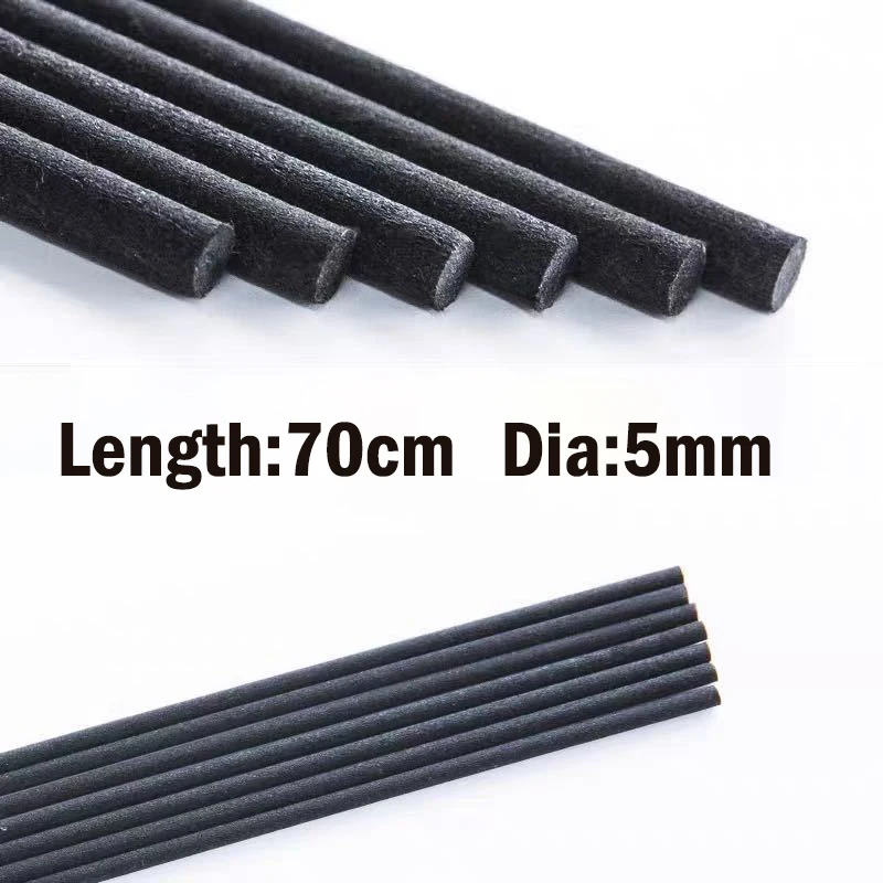 200pcs 70cmx5mm Thick Black Fiber Rattan Sticks Essential oil Reed Diffuser Sticks for Air Freshener Home Fragrance Refill Stick