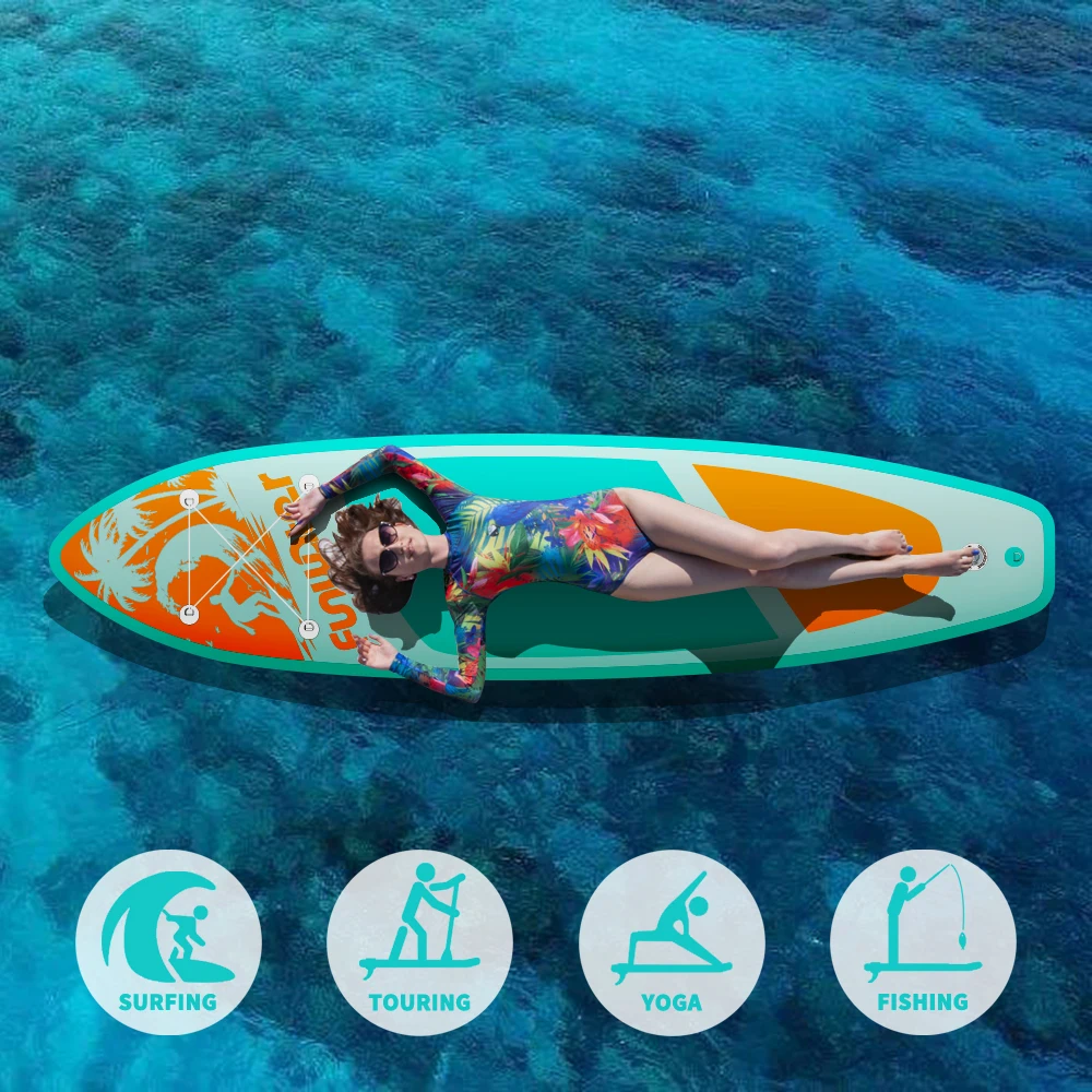 Funwater Premium aufblasbares SUP-Board für Erwachsene und Jugendliche mit verstellbarem Paddel, Finne, Sicherheitsleine, Hochdruck-Handpumpe, Rucksack zum Tragen, stabil, langlebig, leicht, tragbar. – Detail 5