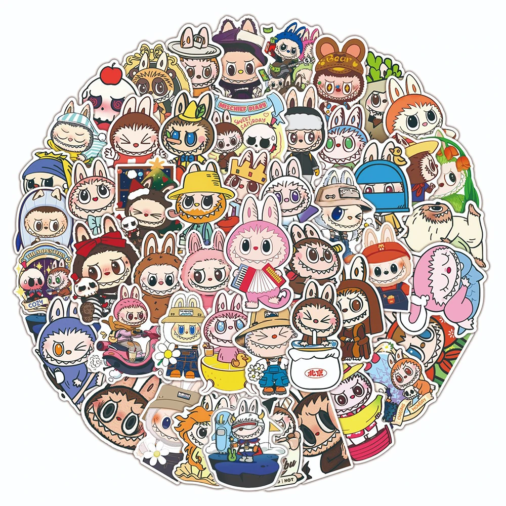 10/30/50 Stuks Leuke Cartoon Labubu Pop Stickers Kawaii Graffiti Decals Telefoon Waterfles Plakboek Grappige Diy sticker Voor Kinderen Speelgoed