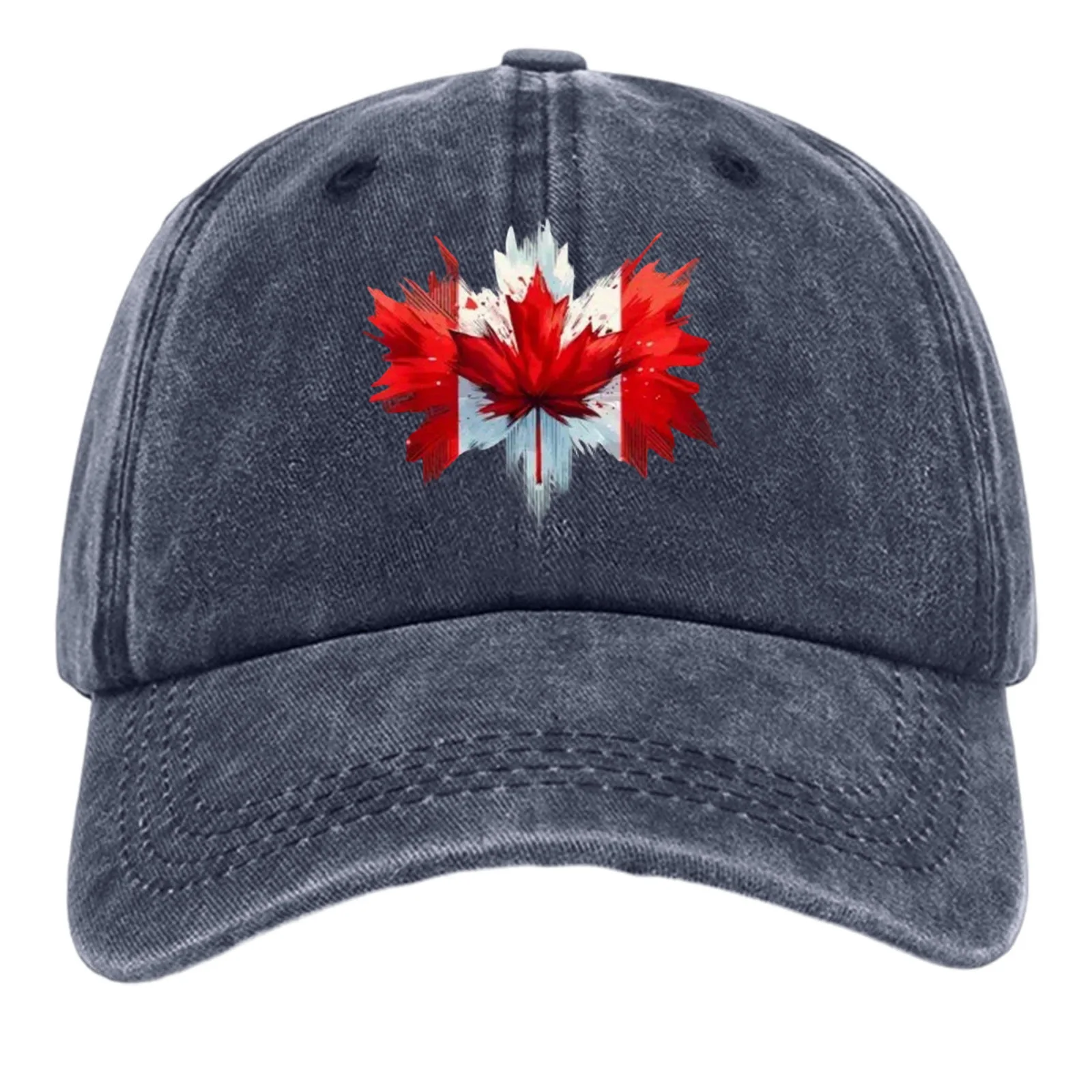 Maple Leaf Print Vintage Washed Cotton Baseball Cap Unisex Adjustable Curved Dad Hat Canadian Flag Casual Outdoor Sun Hat Gorra