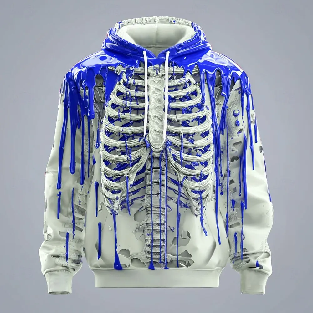 2026 Autumn/Winter New Design - Male 3D Skull Thrilling Halloween Costume Hooded Sweatshirt Punk Street Top-Level Men's Fashion