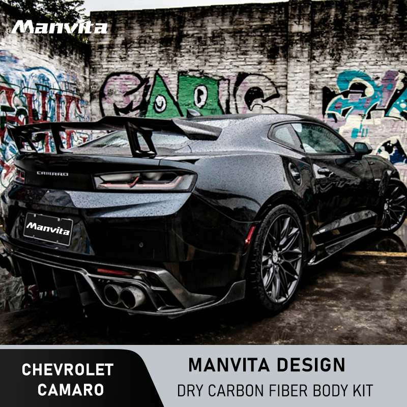 

Комплект Manvita из сухого углеродного волокна для Chevrolet Camaro WS, боковые юбки, задний диффузор, задний спойлер, аксессуары из углеродного волокна