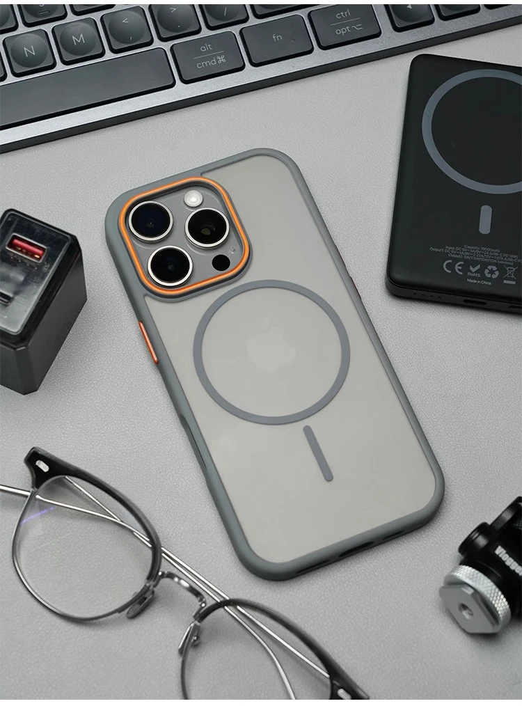 Luxuriöse Matte Durchsichtige Stoßfeste Magnetische Hülle für iPhone 18 17 16 Pro Max 15 14 13 12 für Magsafe Kabelloses Laden – Detail 10