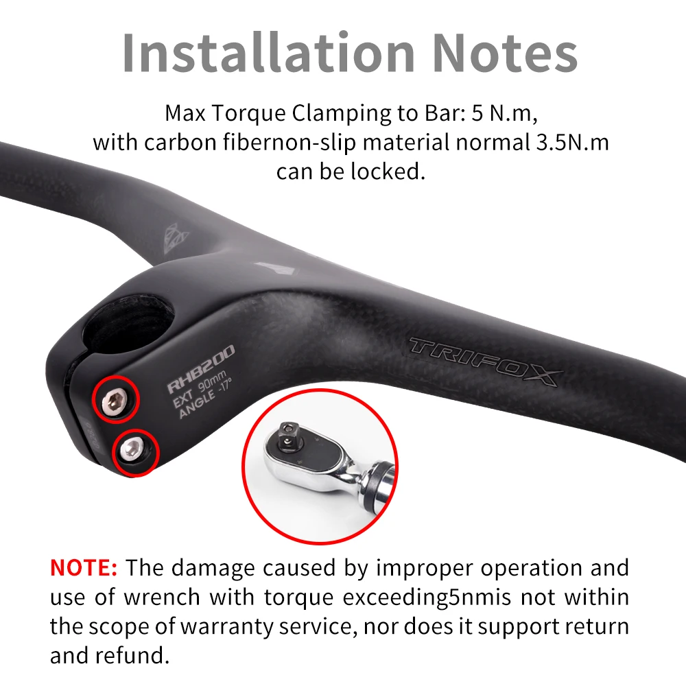 TRIFOX Carbon Fiber MTB Fahrrad Integrierter Lenker mit Vorbau -17 Grad 80*740/800mm Mountainbike Teile – Detail 15