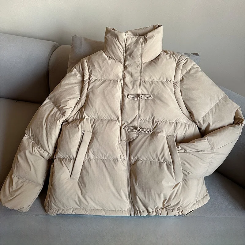 

Red Nouveau Chinese Sle ort down Jaet Women's Faionable Winter Top Thiened White Du down Commute Sle