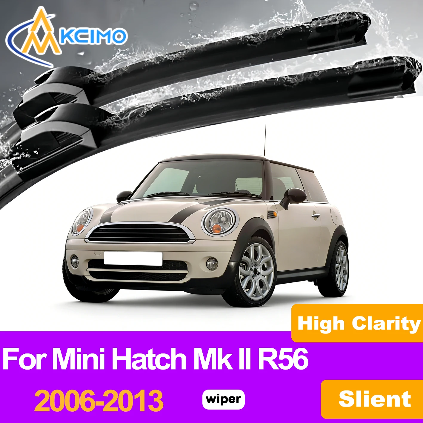 

KCIMO 2PCS Front Windshield Wiper Blades For Mini Hatch Mk II R56 2006-2013, High Performance Clear Vision Auto Accessories