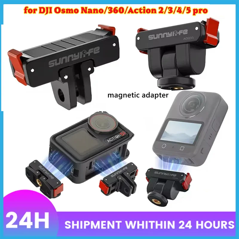 

Sunnylife For DJI OSMO Action 5 Pro/4/360/Nano Magnetic Adapter Quick-release Mount with 1/4 Screw Expansion for DJI camera