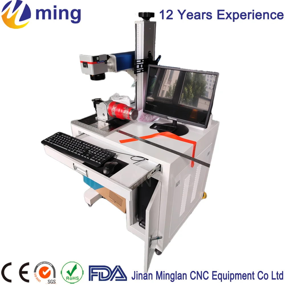MINGLAN 20W 30W 50W 60W Fiber Laser Marking Machine With 50/80 Rotary MLF-50W