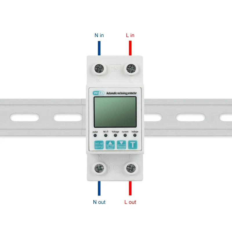 2P 63A TUYA APP WiFi Smart Circuit Earth Leakage Reclosing Over Under Voltage Protector Relay Switch Breaker Energy kWh Meter