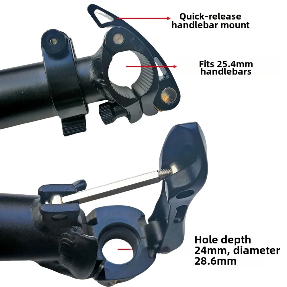 

Folding Head Tube For Bikes - Retractable Quick-Release Vertical Stem With Core Left-Fold Style Without Thread 22.2/25.4mm Fit