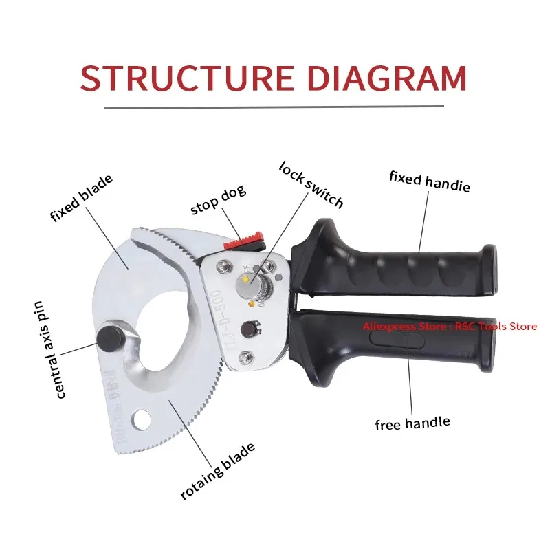 Russia Warehouse Ratchet Wire Cutters for 300/500mm² Cu/Alu Cable XLJ-D-500 XLJ-D-300