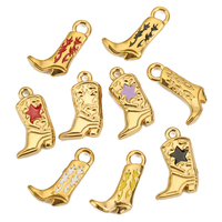 3pcs/lot Stainless Steel Gold Color PVD Plated Boots Charms Pendant DIY Necklace Bracelet Earring Jewelry Making Accessories