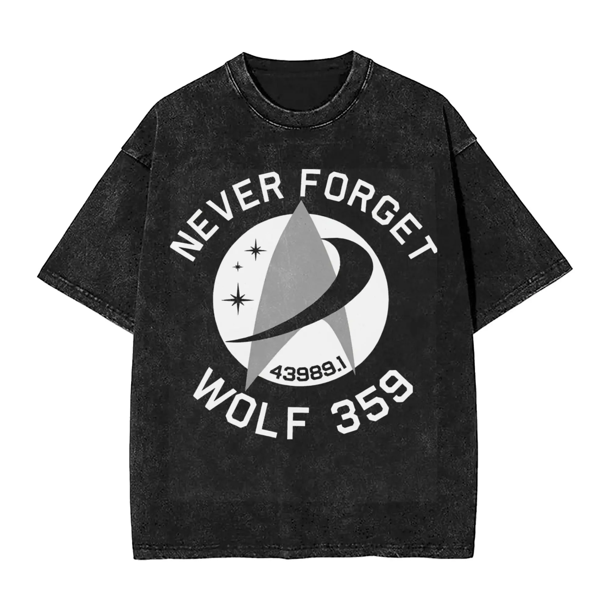 Hip Hop Never Forget Wolf 359 Stars Treks Outfit T Shirt for Men Women  Cotton Washed Tee Shirt Clothes