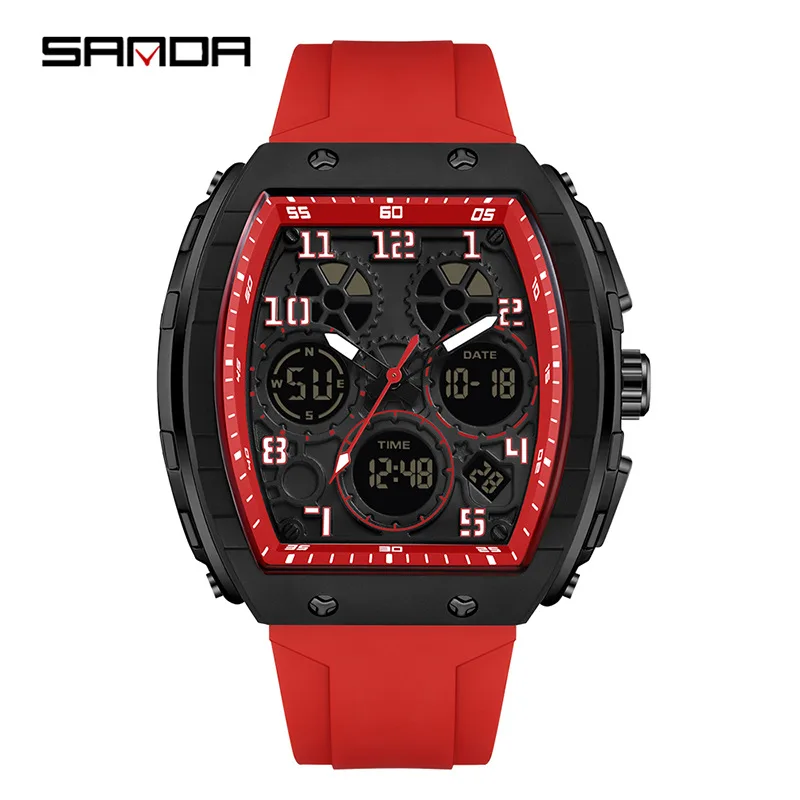 SANDA 6157 Top Brand Digital Watch Men Sport Watches Electronic LED Male Wrist Watch For Men Clock Outdoor Waterproof Wristwatch