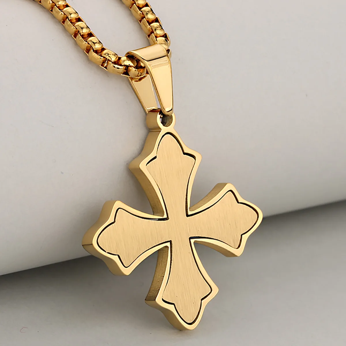 

Двухцветный винтажный хип-хоп кулон-крест 2-в-1 из нержавеющей стали с золотым покрытием для мужчин и женщин