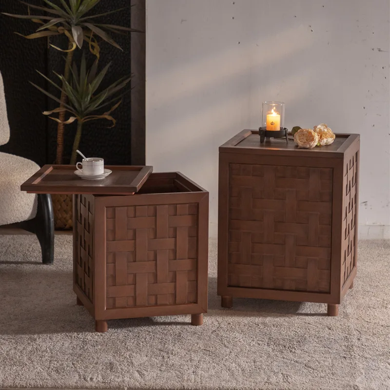 

Wabi Sandy wind solid wood sofa retro side several B & B small apartment storage storage corner several Internet